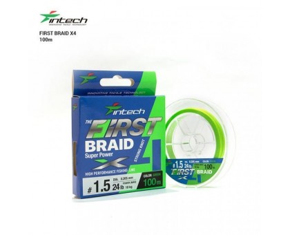 Шнур плетений Intech First Braid PE X4 Green 100м (#0,3 - #2,5PE)