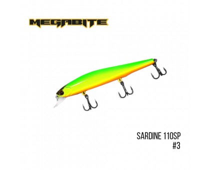 Воблер Megabite Sardine 110SP (110мм, 13,7гр, 1,2м)