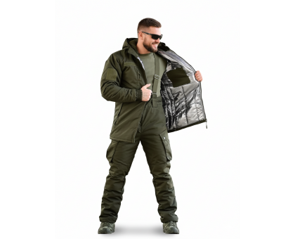 Зимовий тактичний костюм Northern Olive: ріп-стоп, omniheat, півкомбінезон