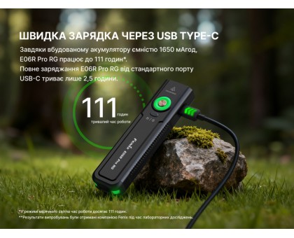 Наключний ліхтар-брелок Fenix E06R PRO RG Чорний: для EDC, кемпінгу та блекауту