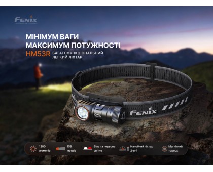 Налобний ліхтар Fenix HM53R Чорний (2 в 1, трансформується в ручний)