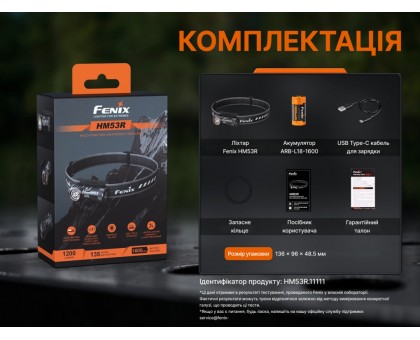 Налобний ліхтар Fenix HM53R Чорний (2 в 1, трансформується в ручний)
