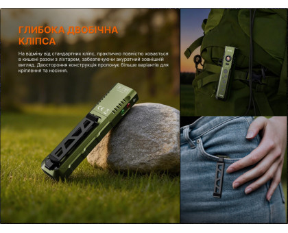 Наключний EDC ліхтар Fenix E08R UE (1600 лм, зелений)