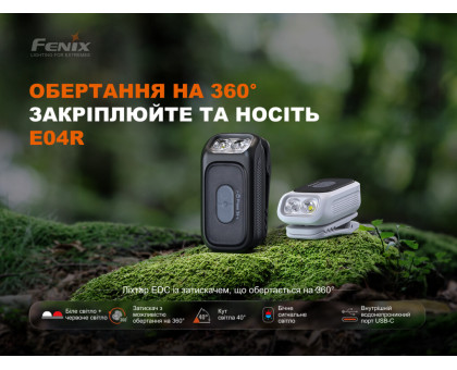 EDC ліхтар з кліпсою Fenix E04R White (300 лм, USB-C)