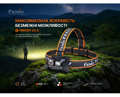 Налобний ліхтар Fenix HM65R V2.0 (2200 lm, IP68, USB Type-C)