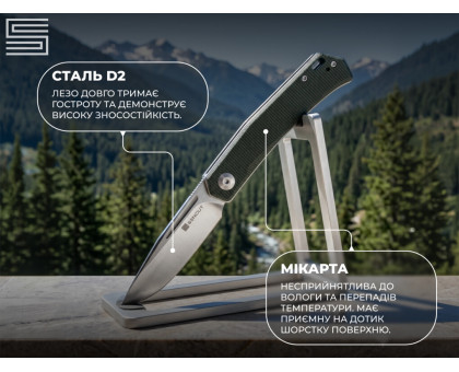 Складаний кишеньковий EDC ніж Sencut Braxx Green (Canvas Micarta, D2, 7.93 см, зелений)