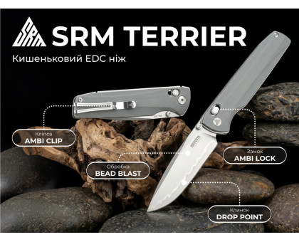 Ніж складаний SRM Terrier 258L-GK2 сірий (сталь 140Cr, G10)