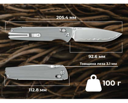 Ніж складаний SRM Terrier 258L-GK2 сірий (сталь 140Cr, G10)