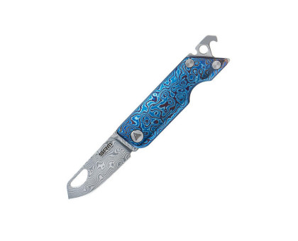 Складаний кишеньковий ніж SRM 6435-TL Damascus / Titanium блакитний
