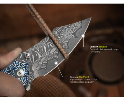 Складаний ніж Civivi Pentad C24068-DS1 Damascus / Micarta (8.8 см) синій/білий