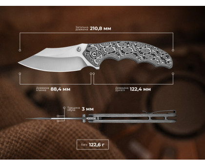 Ніж складаний туристичний Civivi Pentad Nitro-V / Micarta (чорно-білий)