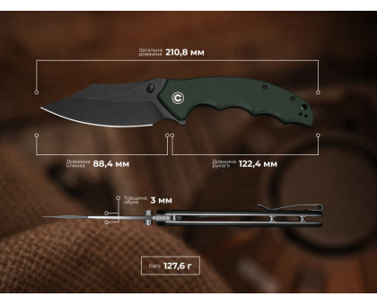 Ніж складаний туристичний Civivi Pentad (8.8 см) Nitro-V / G10 зелений
