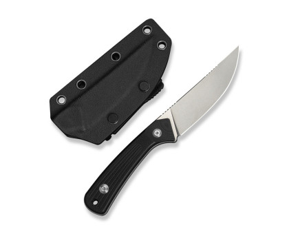 Ніж фіксований туристичний Civivi Carveth (9,1 см) AEB-L / G10 чорний з чохлом 