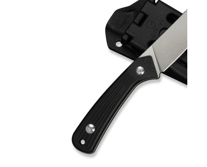 Ніж фіксований туристичний Civivi Carveth (9,1 см) AEB-L / G10 чорний з чохлом 