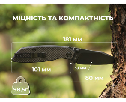 Ніж складаний туристичний Ruike P746-CB2 (8 см) 14C28N / G10 чорний