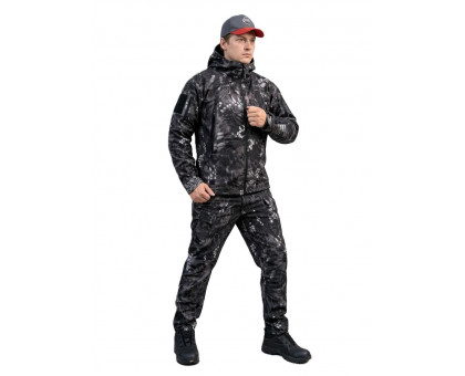Демісезонний утеплений костюм SoftShell Kryptek Графітовий Пітон (куртка + штани) на флісі
