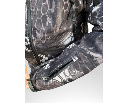 Демісезонний утеплений костюм SoftShell Kryptek Графітовий Пітон (куртка + штани) на флісі