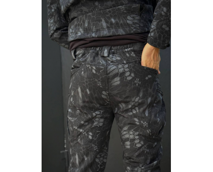 Демісезонний костюм SoftShell Gman Kryptek Чорно-Синій Пітон на флісі (куртка + штани)