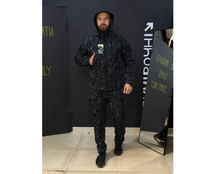 Демісезонний костюм SoftShell Gman Kryptek Чорно-Синій Пітон на флісі (куртка + штани)