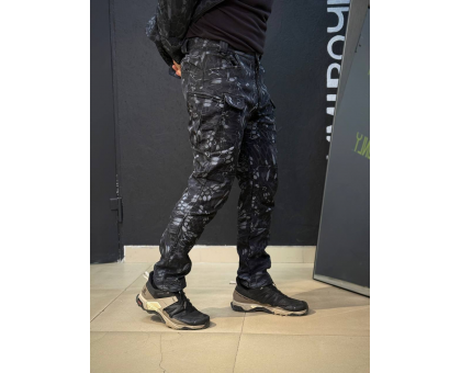 Демісезонний костюм SoftShell Gman Kryptek Чорно-Синій Пітон на флісі (куртка + штани)
