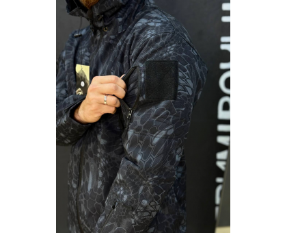 Демісезонний костюм SoftShell Gman Kryptek Чорно-Синій Пітон на флісі (куртка + штани)