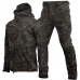 Демісезонний утеплений костюм SoftShell Dark Camou (куртка + штани) на флісі