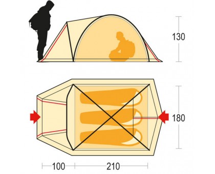 Чотирьохмісна туристична палатка Ferrino Tenere 4 Green