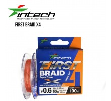 Шнур плетений Intech First Braid PE X4 Orange 100м (#0,3 - #2,5PE)