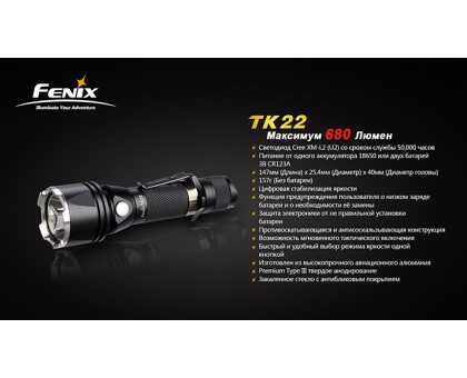 Тактичний ліхтар Fenix TK22 Cree XM-L2 U2