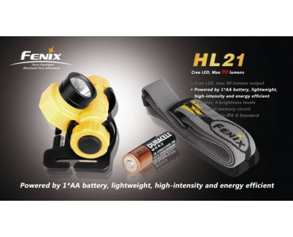 Налобний ліхтар Fenix HL21 Cree XP-E LED R2, жовтий