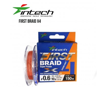 Шнур плетений Intech First Braid PE X4 Orange 150м (#0,3 - #2,5PE)