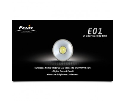 Ліхтарик Fenix E01 Nichia white GS LED, сірий
