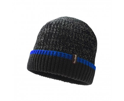 Шапка водонепроникна Dexshell Cuffed Beanie, чорна з блакитною смужкою