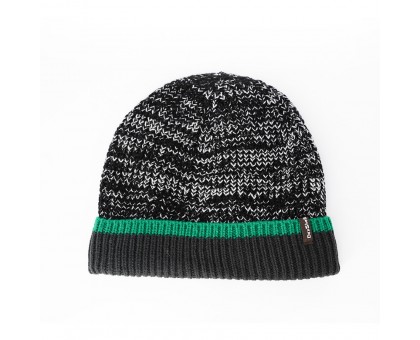 Шапка водонепроникна Dexshell Cuffed Beanie, р-р S/M (56-58 см) чорна з зеленою смугою