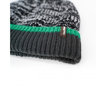 Шапка водонепроникна Dexshell Cuffed Beanie, р-р S/M (56-58 см) чорна з зеленою смугою