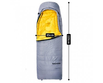 Спальник Naturehike CW700 з натуральним пухом L, жовто-сірий
