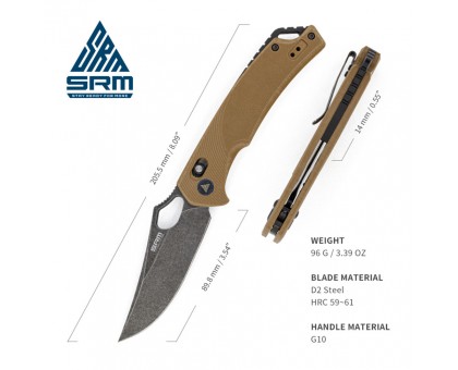 Ніж складаний SRM Retriever 9202-GW коричневий: функціональний та стильний
