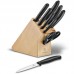 Набір кухонний Victorinox SwissClassic Cutlery Block 9шт з чорн. ручкою з подст. (6 ножів, точило, вилка, ножни)