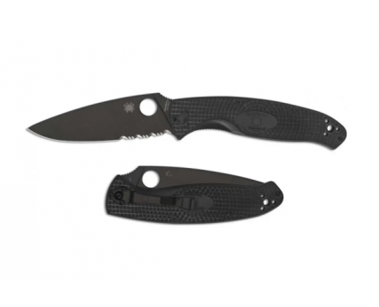Ніж Spyderco Resilience Black Blade FRN, полусеррейтор