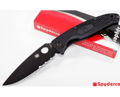 Ніж Spyderco Resilience Black Blade FRN, полусеррейтор