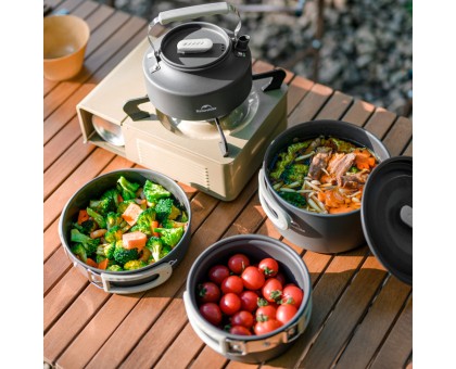 Набір посуду Naturehike CNK2450CF010: алюмінієві каструлі, чайник, сковорідка