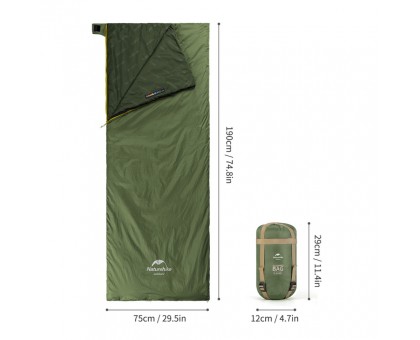 Легкий спальний мішок Naturehike LW180 Mini, правий, темно-зелений Легкий спальний мішок Naturehike LW180 Mini, правий, темно-зелений