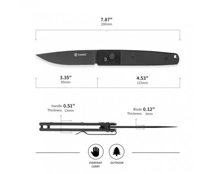 Ніж складаний Ganzo G721-B чорний клинок