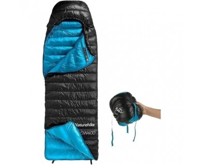 Naturehike CW400 NH18C400-D: Пуховий спальник L, чорно-блакитний Naturehike CW400 NH18C400-D: Пуховий спальник L, чорно-блакитний