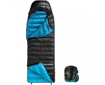Naturehike CW400 NH18C400-D: Пуховий спальник L, чорно-блакитний Naturehike CW400 NH18C400-D: Пуховий спальник L, чорно-блакитний