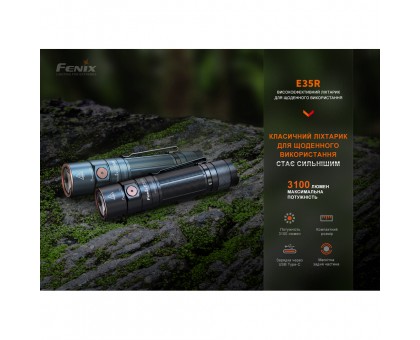 Яскравий ручний ліхтар Fenix E35R блакитний – лімітована серія