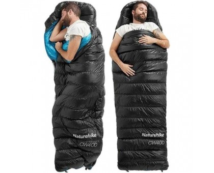 Naturehike CW400 NH18C400-D: Пуховий спальник L, чорно-блакитний Naturehike CW400 NH18C400-D: Пуховий спальник L, чорно-блакитний