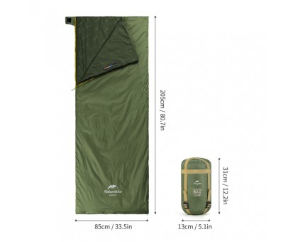 Naturehike LW180 Mini XL: Спальний мішок темно-зелений, лівий Naturehike LW180 Mini XL: Спальний мішок темно-зелений, лівий