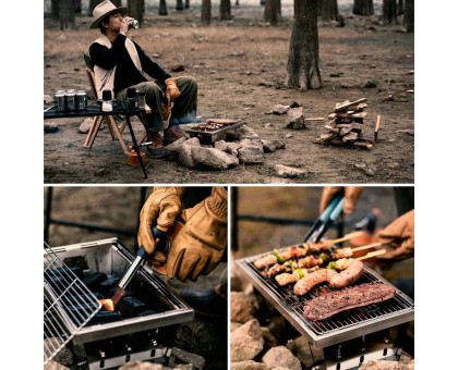 Гриль портативний Naturehike Picnic BBQ Grill NH20CJ006, р-р L, сталь