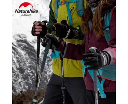 Надійна трекінгова палиця Naturehike NH17D017-D чорна 56-120 см